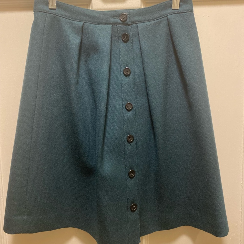 J. Crew Teal Button-Front Skirt